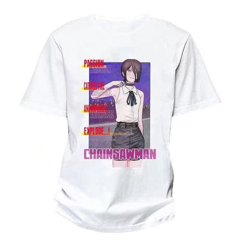"""2025 Sommer und Herbst Kettensägenmann Japanischer Manga bedrucktes T-Shirt lockeres Outdoor-Kurzarm-Oberteil für Herren und Damen."""