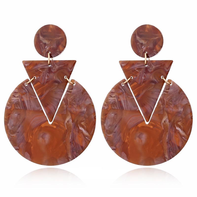 

Европейские и американские ретро геометрические серьги из ацетата треугольные круглые акриловые серьги коричневый