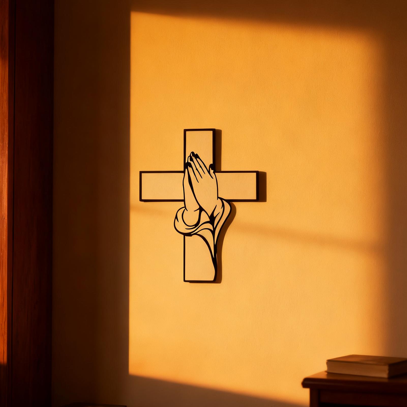 

Prayer Hand Cross Home Decoration Ornament Metal Iron Cross Wall Pendant Interior Decoration Crafts For Living Room Office CN