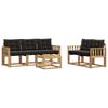 Outdoor Sofa Set with Cushions 6 Pcs White and Black