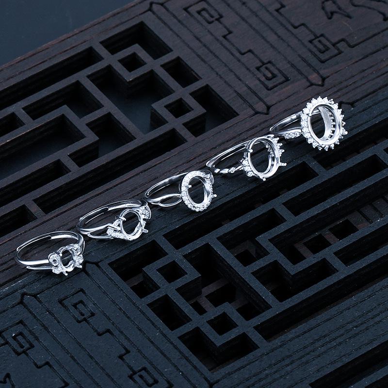 Suport inel unisex din argint sterling 925 pentru incrustații DIY cu turcoaz sau ceară de albine, design ajustabil