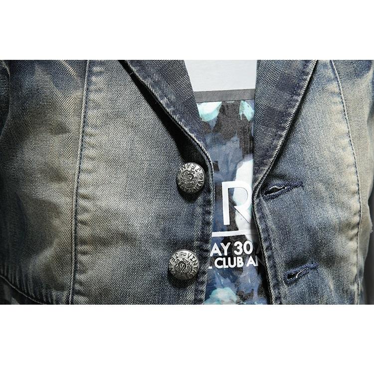 Nordisk jeansväst för män Personlighet konst jeansväst väst för män Broderimode MJ5162