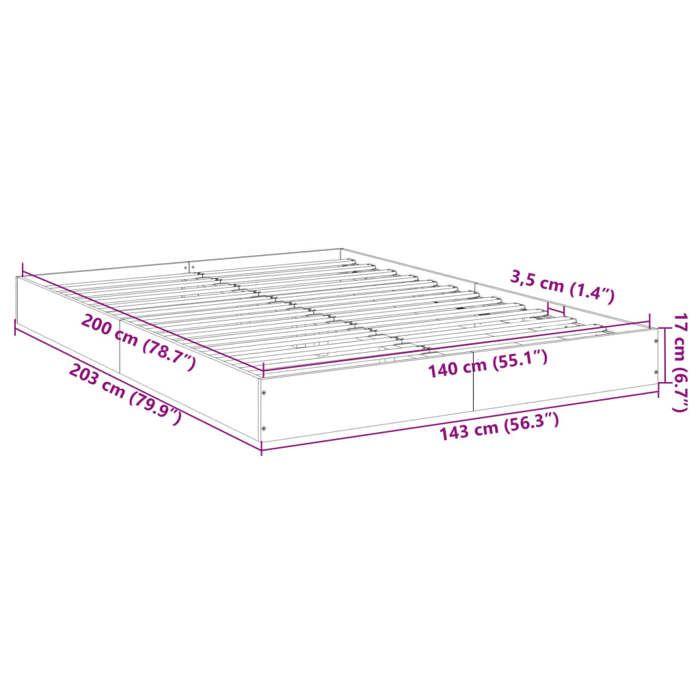 VidaXL Bed Frames Sonoma Oak 140x200 Cm Engineered Wood, Bedroom Furniture, Slatted Base, Pallet Bed, Bed, 842023