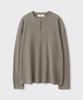 LEIRE Waffel Henley-Hals Langarm-T-Shirt [Mochabraun]