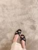 Lambskin version~ Genuine leather square head wrinkled flat bottom beach slippers women's sandals outside summer