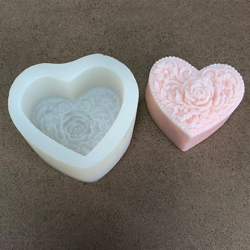 3D Love Heart Rose Silikon Flexibilní potravinářská forma Jílová pryskyřice Keramika Candy Fondant Candy Čokoláda Forma na mýdlo