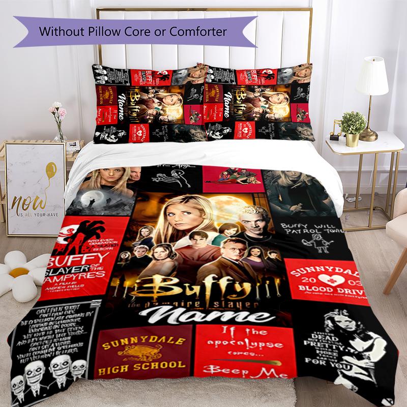 3pcs Custom Name Buffy the Vampire Slayer Bedding Set Duvet Cover Closure Includes 1 Duvet Cover & 2 Pillowcases for All Seasons Bedroom Decor