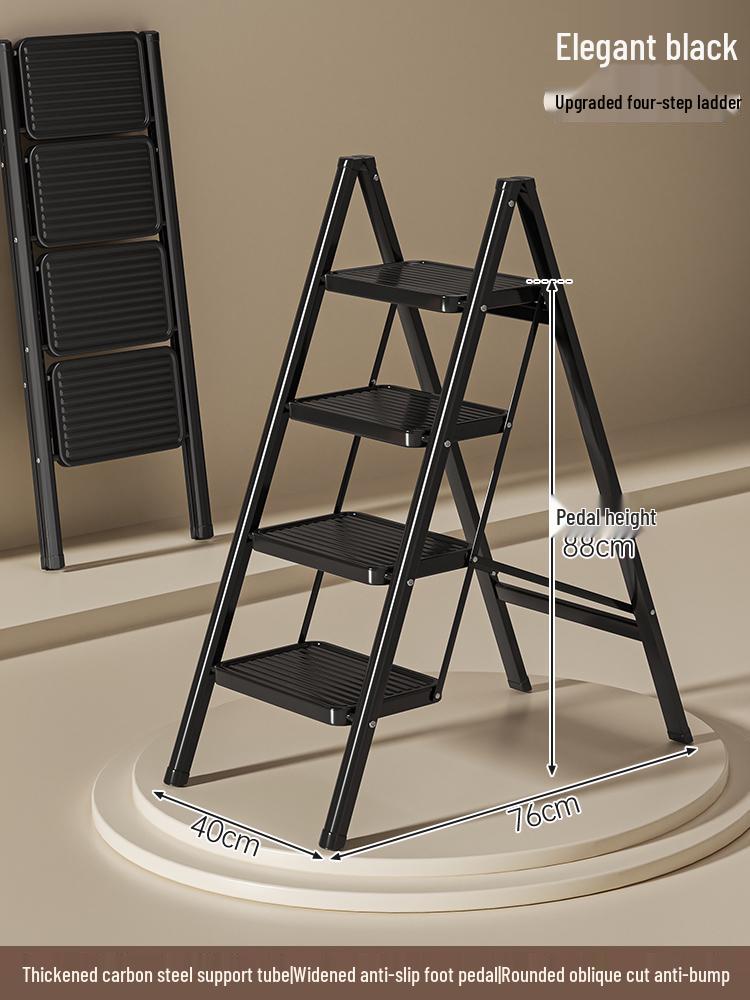 Telescopic A-Frame Folding Ladder - Indoor Multifunctional Ladder Stool with 3 or 4 Steps for Housewarming or Climbing Needs.