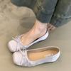 New Breathable Silk Ballerinas Ballet Flats Women Autumn Slip On Loafers Square Toe Bowknot Flat Casual Shoes Zapatos Mujer