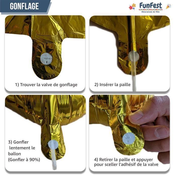 Ballon Chiffre - FUNFEST - 18 Ans - OR - 100cm - Aluminium Réutilisable