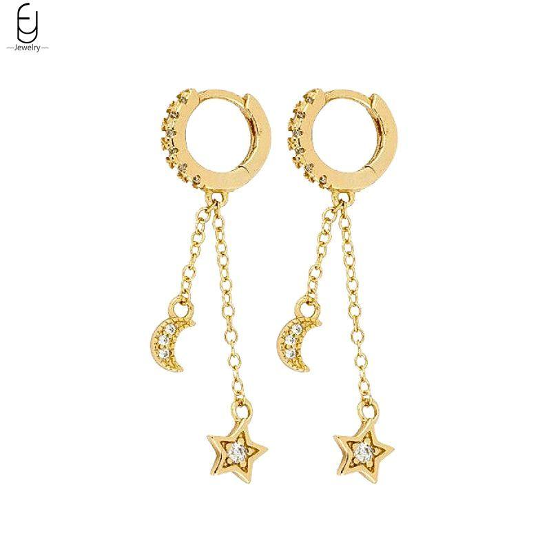 925 Silver Needle Luxury Long Chain Tassel Crystal Stud Earrings For Women Exquisite Pendant Gold Earrings Fine Jewelry