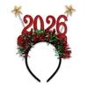 Sweet 2026 Happy New Year Headband Cute Glitter Hair Hoop Exquisite Christmas Headpiece  Cosplay