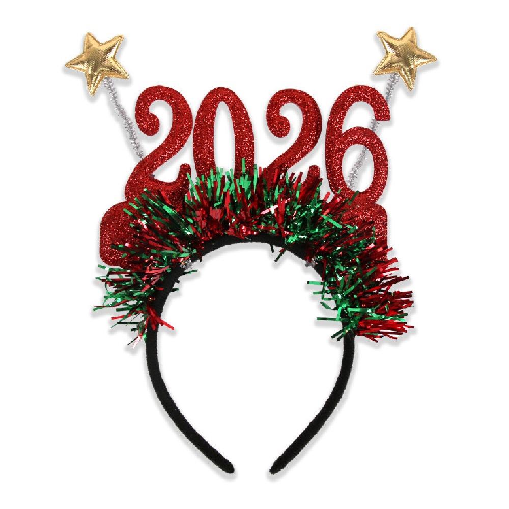 Cute 2026 Happy New Year Headband Sequin New Year Decorative Glasses  New Year Dress Up