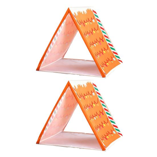 Gingerbread Christmas Tent for Kids 45" X 33" Brown Christmas Sleepover Tent Gingerbread House Play Tent for Home Indoor Xmas Holiday Party Decor