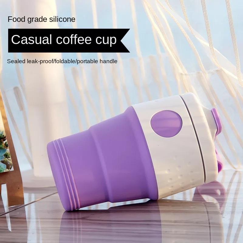 Neu Klapp Silikon Kaffee Tasse Outdoor Reise Nicht-Slip Band Deckel Tragbare Verstellbare Tasse