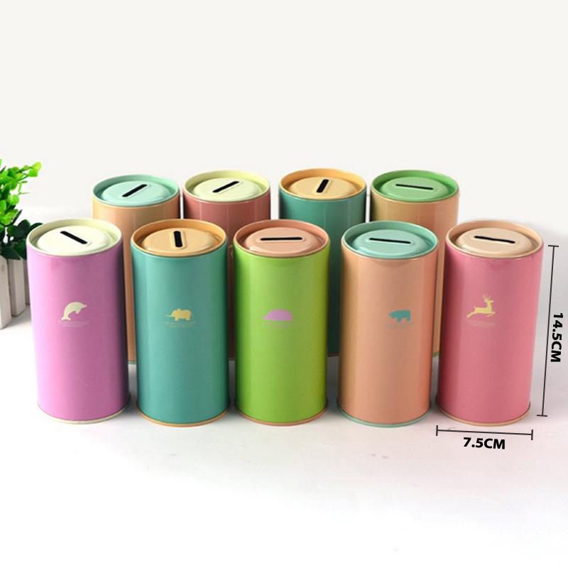 Hojalata Redonda Animal Color Caramelo Hucha Caja de Dinero Hucha de Metal Latas Lindas para Misceláneas Latas de Almacenamiento Latas de Regalo Decoración del Hogar