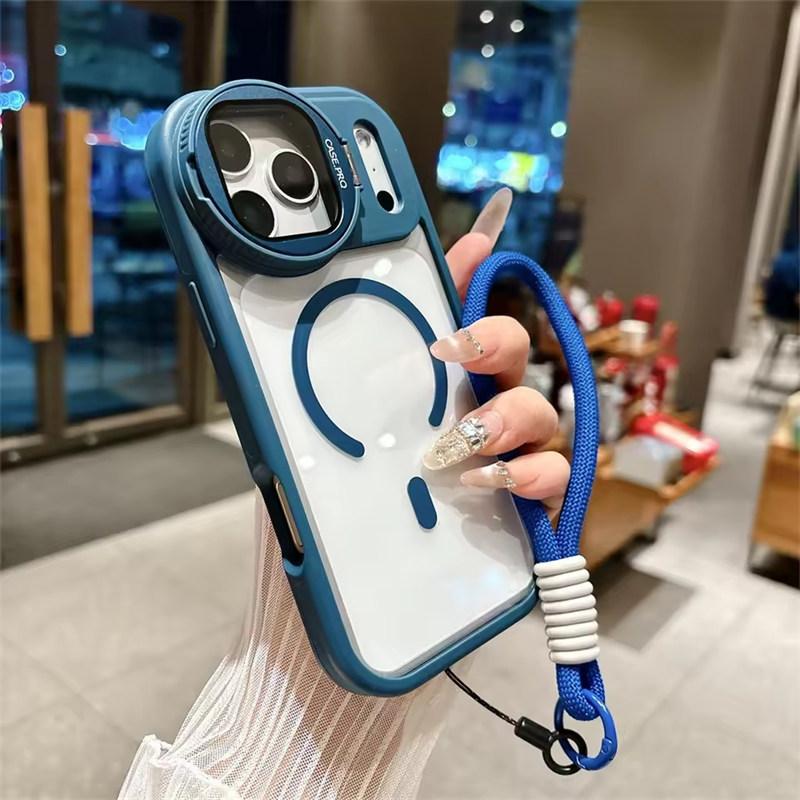 Lens Protection Case For iPhone 17 16 15 14 13 12 11 Pro Max Plus Air For Magsafe Holder Transparent Magnetic Matte Lanyard Cover