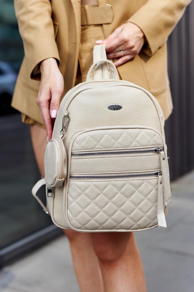 Women's PU Backpack R-PZP-01-9922 Beige