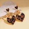 Leopard Print Geometric Rhombus Love Fan Earrings Maillard Earrings