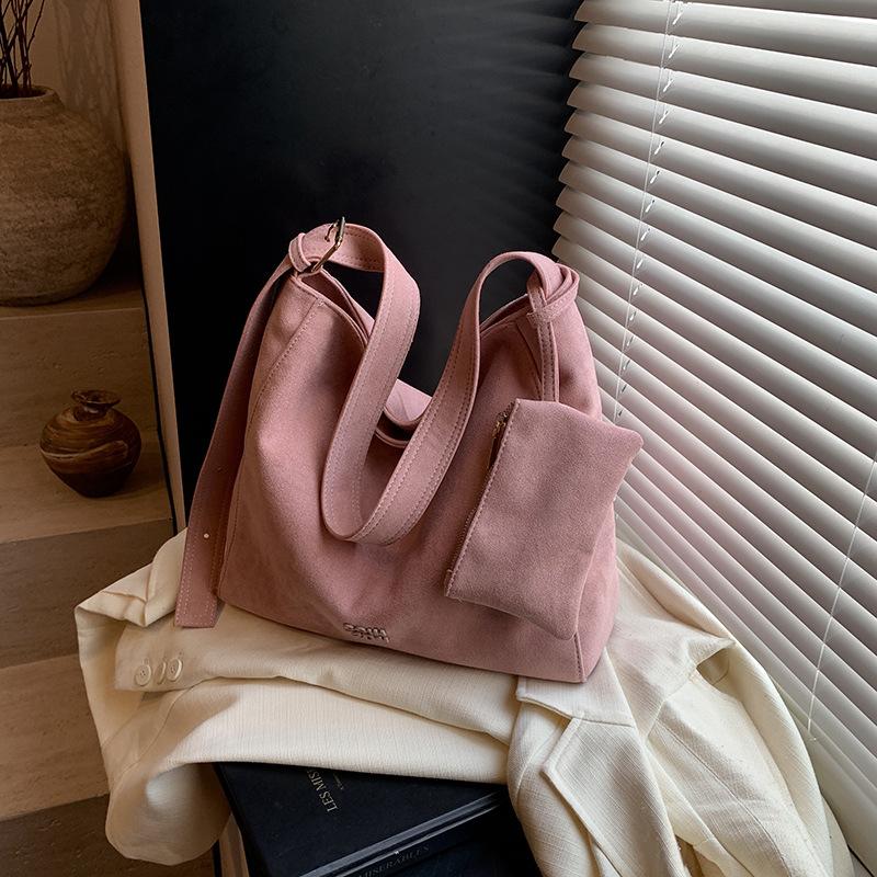 Suede Shoulder Tote Bag Women'S Light Luxury High-End Casual Messenger Handbag