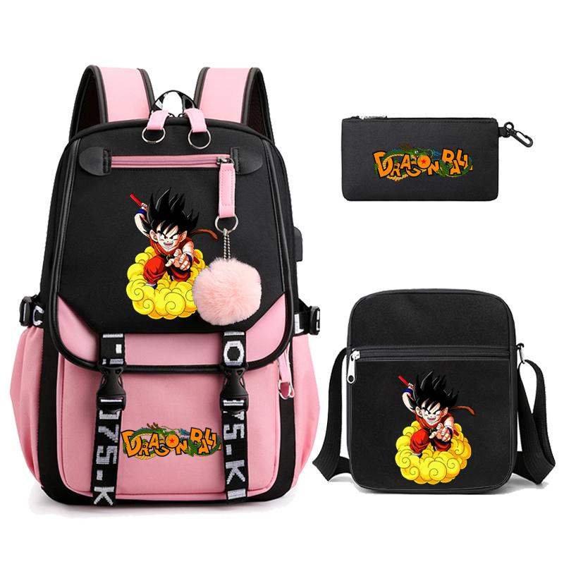 3Pcs/set Anime Dragon Ball Daily Laptop Backpack Lightweight bag for Men Women Travel Bag Student Girl Boy Back To School Unisex Bagpack Mochila