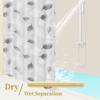 1pc fresh green leaves Popular Shower Curtain Waterproof PEVA Botanical Bathroom Decor