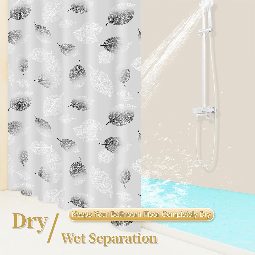 1pc fresh green leaves Popular Shower Curtain Waterproof PEVA Botanical Bathroom Decor