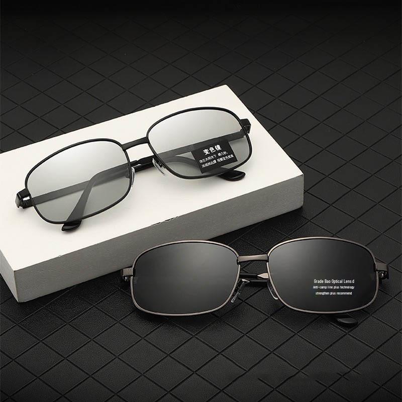X3027 Чоловічі розумні фотохромні поляризаційні металеві квадратні сонцезахисні окуляри для водіння та риболовлі