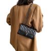 Women PU Vegan Leather Fashion Square Small Bag Ladies Pleated Quilted Metal Lock Flap Cover Long Chain Shoulder Crossbody Handbags