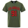 Los Angeles 91 Team Uniform Letter Printed USA City T-Shirts Unisex Summer Loose Short Sleeve Cotton Breathable Oversized T Shirt