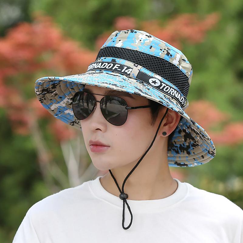 Pánská letní čepice s širokým okrajem, venkovní prodyšná čepice proti UV záření