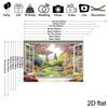 2D Beautiful Garden View Through White Window Photography Backdrop