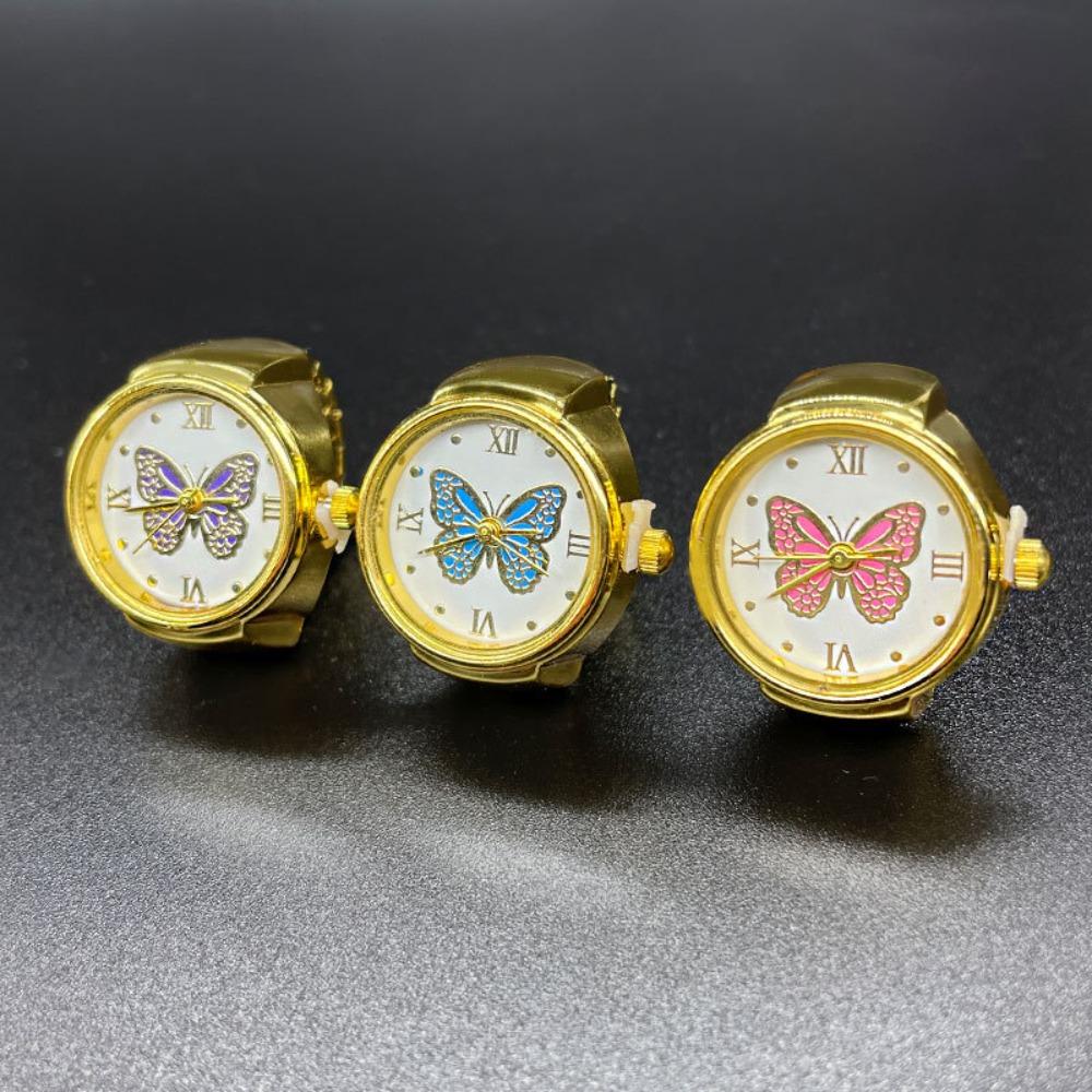 Butterfly Finger Ring Watch Creative Mini Trend Simple Versatile Fashion Time Men and Women Couple Ring Watch Pocket Watch