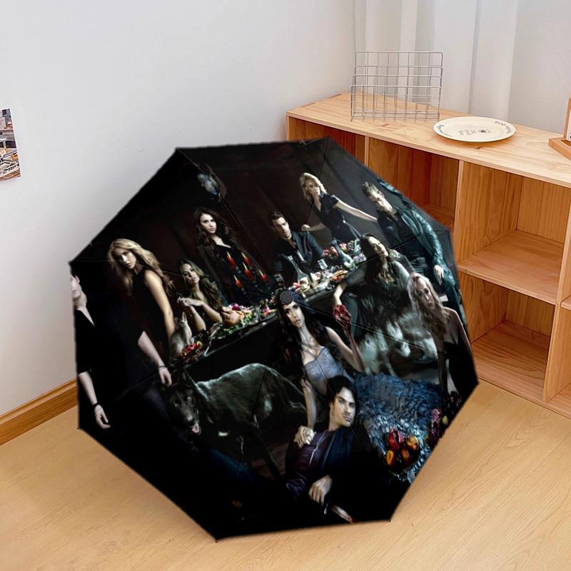 1PC Vampire Diaries Series Automatic Umbrella - Suitable Travel Outdoor Portable Umbrella Birthday Gift Daily Essentials
