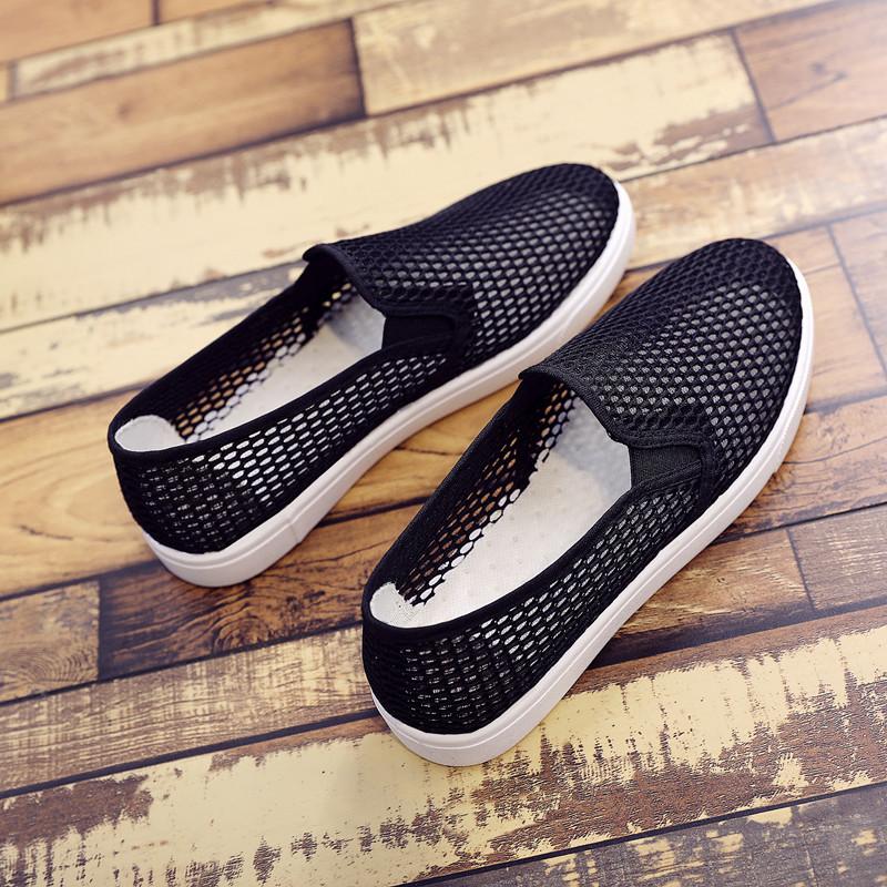 Маленькие белые туфли женские летние сетчатые туфли дышащие на плоской подошве повседневные туфли легкие на один шаг студенческие ленивые туфли сетчатые туфли 35 2719₽