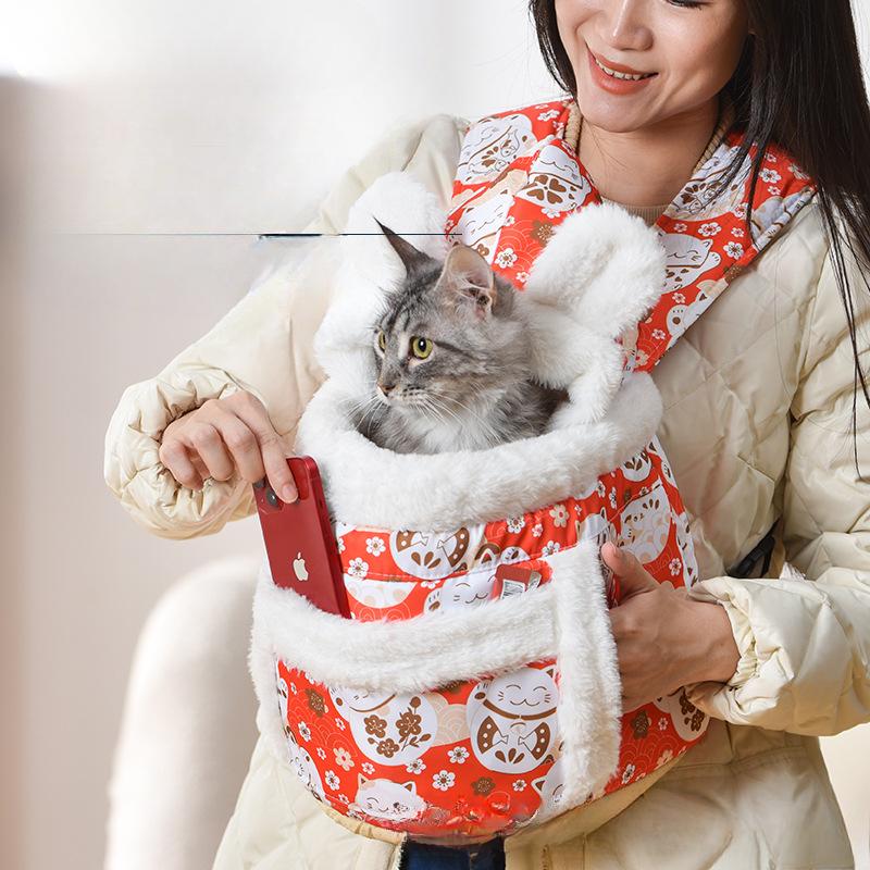 Winter Double Shoulder Pet Backpack Nest Portable Warm Cat Bag Baby Cat Nest Small Dog Dog Nest Pet Nest