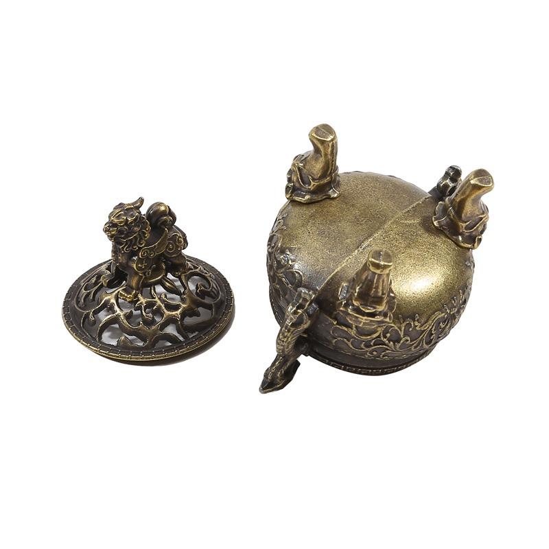 Mini Double Dragon Three Leg Incense Burner Sandalwood Metal Home Office Decor Therapeutic Incense Holder for Relaxatio
