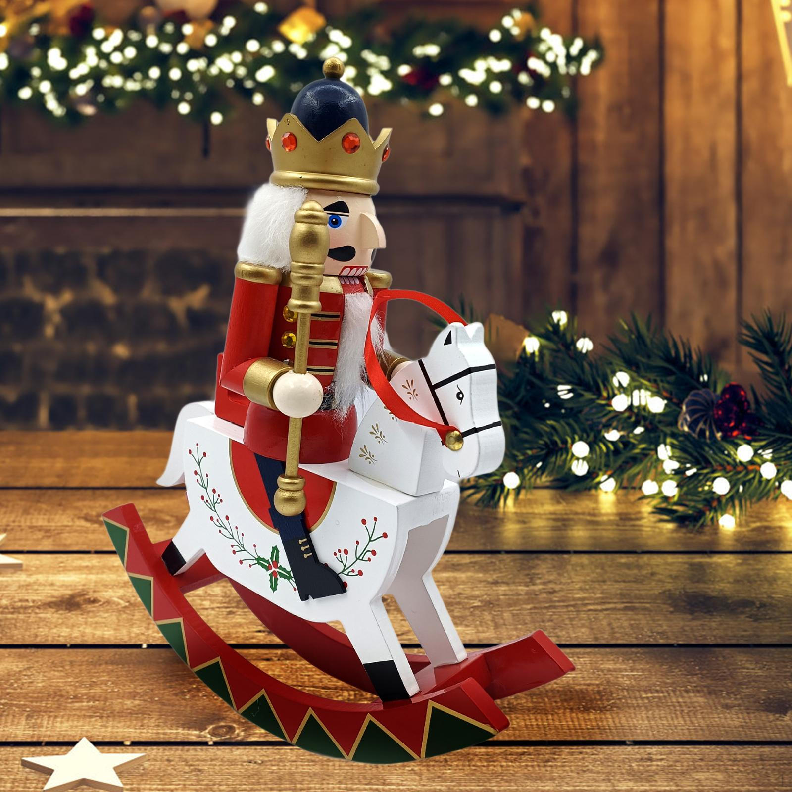 

Традиционный деревянный Щелкунчик, украшение, рождественский декор, ореховый зажим, украшение, лошадка-качалка style A