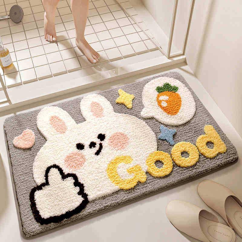 Cartoon Faux Cashmere Washable Door Mat - Dirt-resistant & Water-absorbing Bathroom Floor Mat
