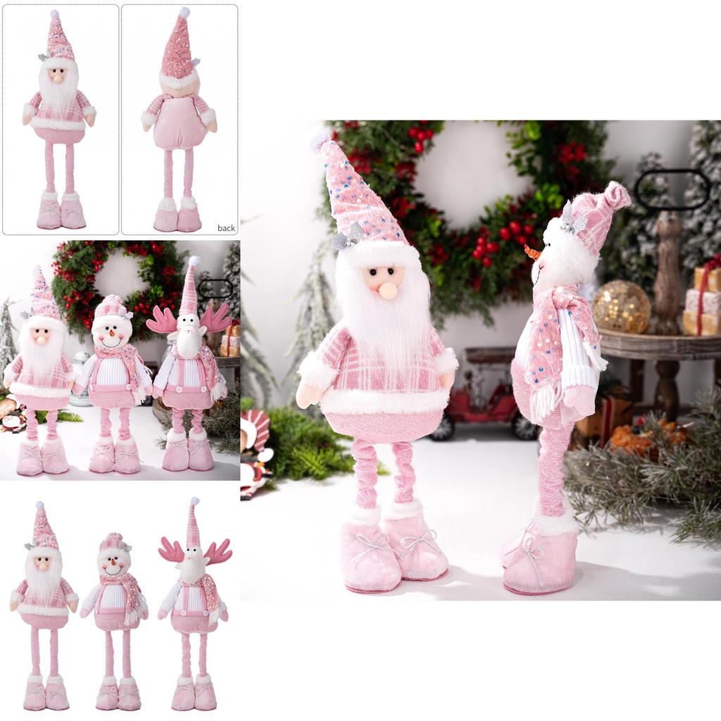 Christmas Plush Figurines Set With Glitter Fabric For Holiday Decor And Gift Giving