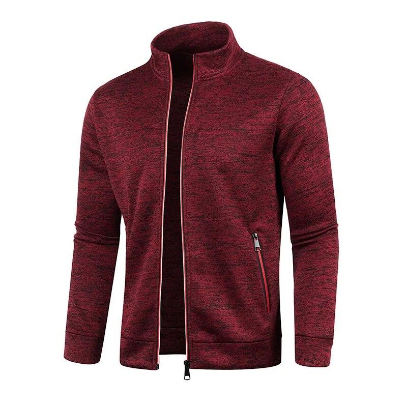 2024 Autumn Winter New Solid Color Long Sleeve Knitting Cardigan Man Casual Loose Comfortable Zipper Pockets All-match Outwear