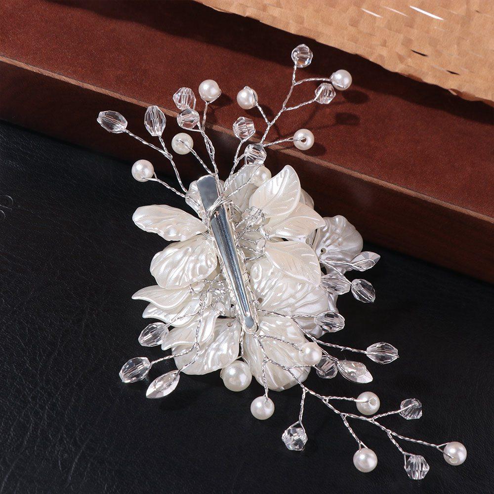 Crystal Pearl Flower Bride Headdress White Wedding Hairpin New Bridal Headwear  For Women