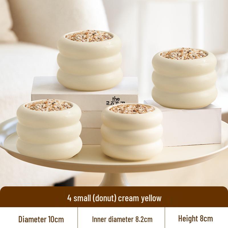 Nordic Style Cream Ceramic Succulent Pot for Phalaenopsis and Green Plants