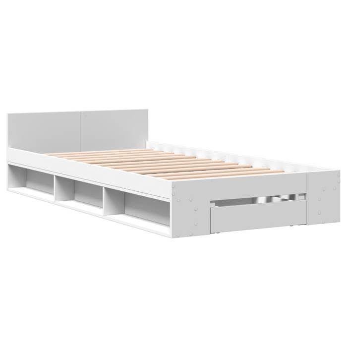 VidaXL Cadre de lit avec tiroir blanc 90x200 cm bois d'ingénierie, lit, lit de rangement, cadre de lit simple, lit simple, 3280797