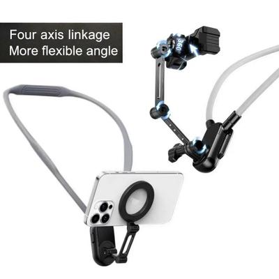 Universal Neck Mount Phone Camera Holder,Magnetic And Clip Compatible With IPhone Samsung 360 Rotation Hands-Free For Video Live 6
