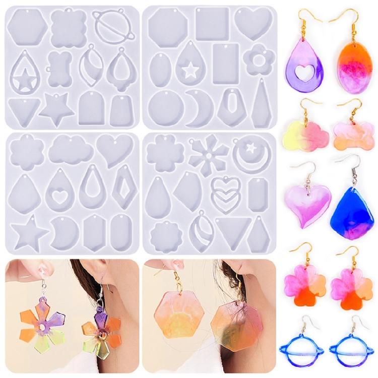 Geometric Earring Mold DIY Necklace Pendant Flower Crystal Epoxy Resin Molds