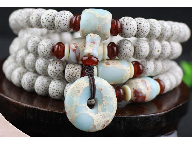 Hainan Star Moon Bodhi Seed 108 Bead Buddhist Rosary Bracelet Necklace Sweater Chain