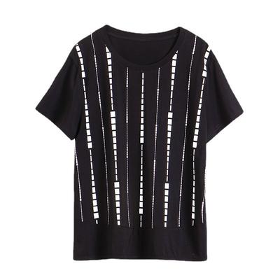 Mom's New Large-size, Fashionable Loose Slim Top Summer Thin Women's Round Neck Short-sleeved T-shirt