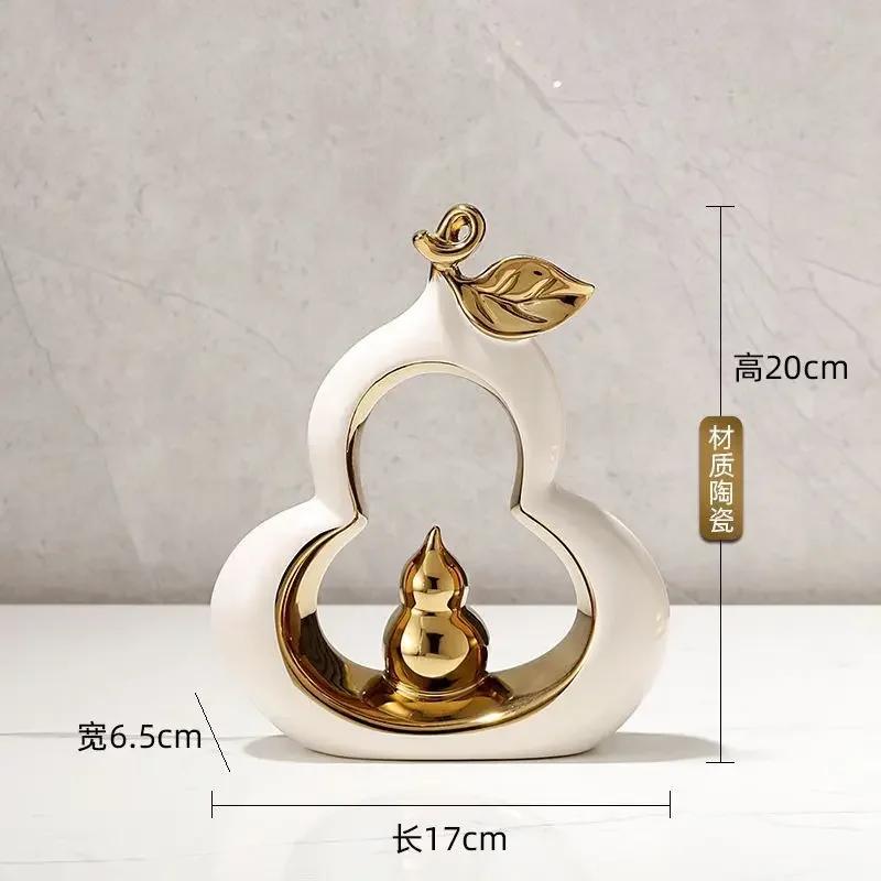 

1PcCreative Light Luxury Chinese Style Gourd Shaped Ceramic Home Living Room Art Dining Table TV Cabinet Decoration Gift Zhaocai