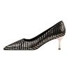 Mode Damen Exquisite Mode und Zarte Dünne Stiletto High Heels Flacher Ausschnitt Spitz Geprägtes Wildleder Sexy Damenschuhe